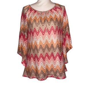 Tacera Brand Chevron Blouse Multi Color Size Large